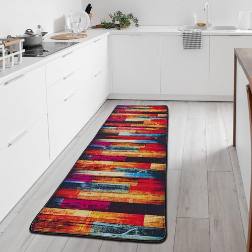 miqna Teppich Moderner Küchenteppich Gel Läufer Küchenläufer Grau Weiß Schwarz mit rutschfestem Bodenmuster mit Schriftzug Coffee Macchiato (Bahia, 120 x 180 cm)