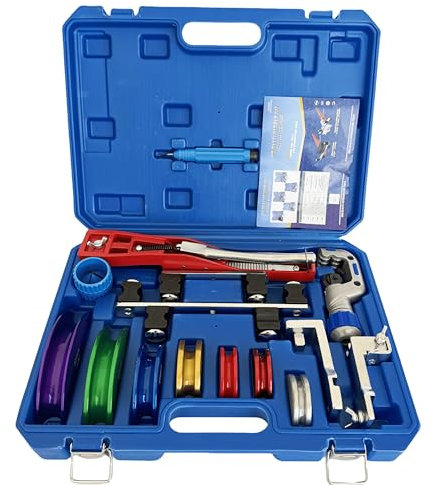 INREPRO Rohrbiegegerät Rohrbieger Rohrbiegemaschine bis 90 Winkel Ratschen Rohrbieger mit 7 Matrizen 6-22mm Rohrbiege-Set für Kupfer Aluminium Dünnwandigen Edelstahl PVC