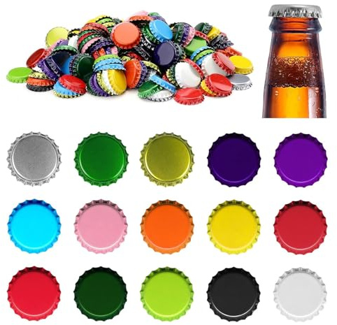Papakesue 210 Pcs Beer Bottle Caps 26mm Standard Size W/PE Sealing Ggasket Ideal for HomeBrew Fit 8/17.5/26/35oz Beer Bottles,7 Assorted Colors