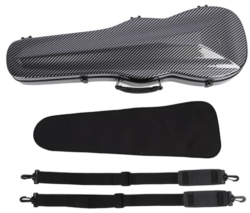 4/4 Fiolfodral i Full Storlek, Kolfiberfiolbox med Hygrometer, Ryggremmar och Bärhandtag, Lätt Professionell Violin Hårt Fodral, Anti Repformat Flygfodral (svart)