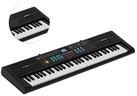 Tastie di Tastiera Elettrica 61 con Microfono e Cavo USB, Piano Multifunzionale per la Pratica e il Miglioramento