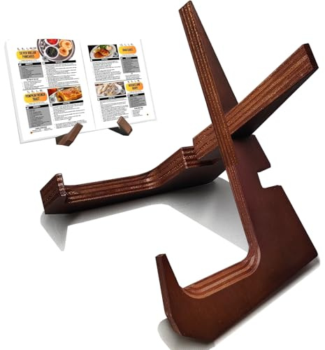 Cookbook Stand for Kitchen Counter Holds 600-Page Books | Elegant Rustic Wooden Cook Book Stands for Display of Recipes & Tablets | Adjustable & Detachable Cookbook Holder Stand for Home Chefs