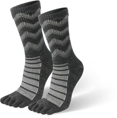 Risipu Chaussettes à orteils en laine pour homme - Respirantes - Séchage rapide - Pour la course à pied, les marathons, la randonnée, l'alpinisme, gris, 9