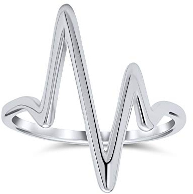 Geometrisk midi Knuckle 1 mm band stapelbar chevron blixtslag hjärtslag V-ring 925 sterlingsilver, 4 m Zuleitung mit Kinderschutz, Silver, Lätt