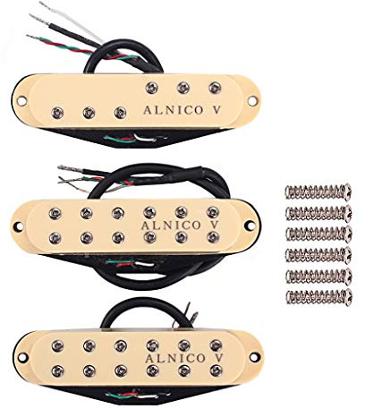 Alnicov Set of 3 Alnico V Single-Coil-Sized Humbuckers Neck/Middle/Bridge Pickups for Stratocaster Electric Guitar Replacement 12K(N)/14K(M)/16K(B)