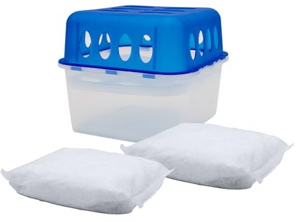 Spetebo 1 déshumidificateur sans électricité - 2 x 400 g de granulés - Déshumidificateur pour pièces jusqu'à 25 m², fenêtres, appartement, cave, voitures et camping-cars contre l'humidité - Protection