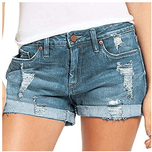 Lediga ribbade denimshorts för damer, medelhög midja, korta jeansbyxor med fickor, sommar, denim, korta byxor, basic i åldern tvätt, jeans, bermudashorts, jeansshorts, slitna hål, hotpants, strandshorts