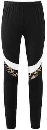 Yeahdor Mädchen Sportleggings Lang Hose Elastischem Bund Sweatpants Gym Sporthose Tanzhose Unterhosen Laufen Training Leopard 146-152