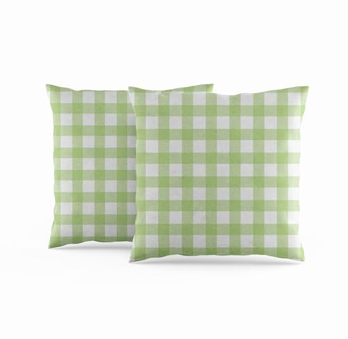 ggaimwf Copricuscini a Quadretti Confezione da 2 40x40 cm Verde a quadri Fattoria Fodere per cuscini decorativi Piazza Fodere per cuscini per Divano Soggiorno Home decor Federa per cuscino sparsa