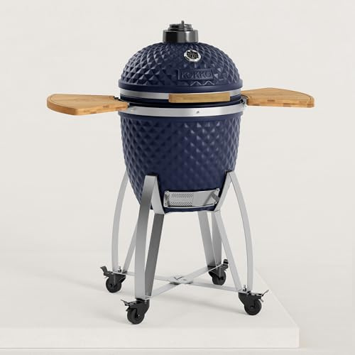Kamado Kokko XL 22 de la marca Kokko Barbacoa de gran formato: modelo muy completo (62 cm x 86 cm) Diámetro de la rejilla: 47 cm Azul marino