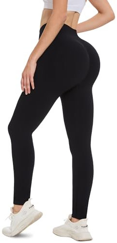 AMIYOYO Scrunch Butt Leggings Damen Push Up High Waist Sport Leggins Booty Elastische Yoga Hose Gym Po Sportsleggings Fitness Blickdicht Sporthose(ASchwarz,XS)