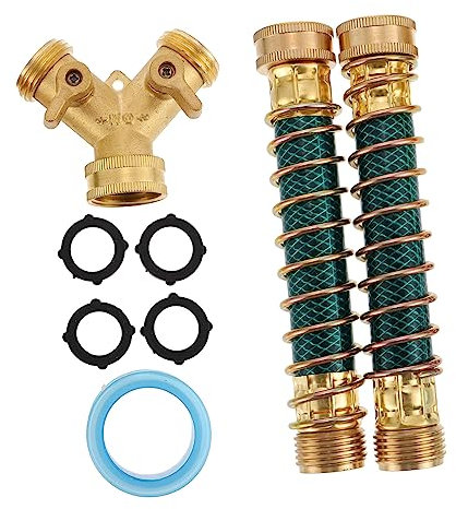 FONDOTIN Gartenschlauch Y- Anti-Federschutz Schlauchhahn-Splitter-Verbindung Kupferspulen Auslaufsicher