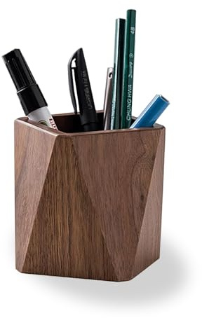 Kaizuca Portapenne Legno,Contenitore Legno, Legno Noce Nero, Lavoro Manuale, Decorazione Scrivania, per Cancelleria, Pennelli da Trucco, Scrivanie, Uffici (Marrone)