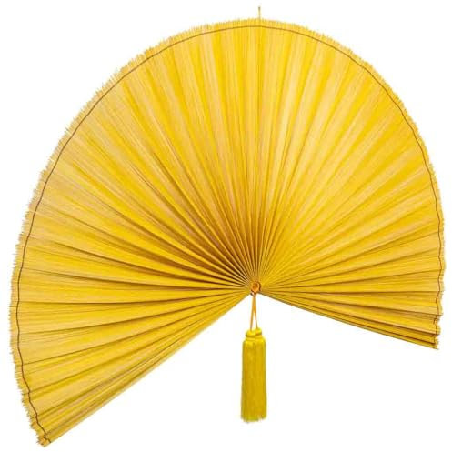 Palmito decoración de pared de bambú y tela amarillo 145x75x2h cm