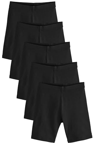 NEXT Niñas Pack de 5 Pantalones Cortos de Ciclismo elásticos con Alto Contenido de algodón y diseño más Largo Negro 3 Años