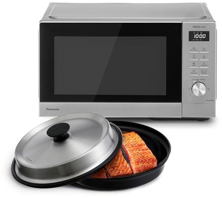 Panasonic NN-GD39QSEPG 29L Four à micro-ondes gril en acier inoxydable avec plat à vapeur, 1000W, Décongélation Automatique, Molette et Accessoires