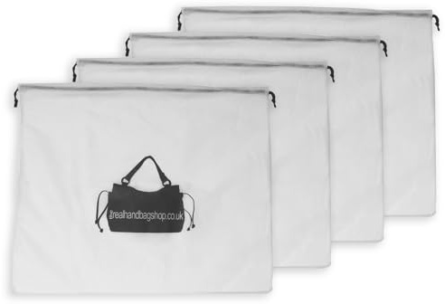 Catwalk Collection Handbags – 4 Sacche Antipolvere Grandi Per Borsa – Custodia In Tessuto Con Coulisse – Sacchetti per Calzature da Viaggio - Bianco