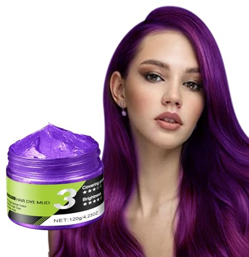 Cire capillaire temporaire Lilla Crazy Hair Coloration instantanée lavable pour cheveux naturels pour hommes, femmes, fête (violet)