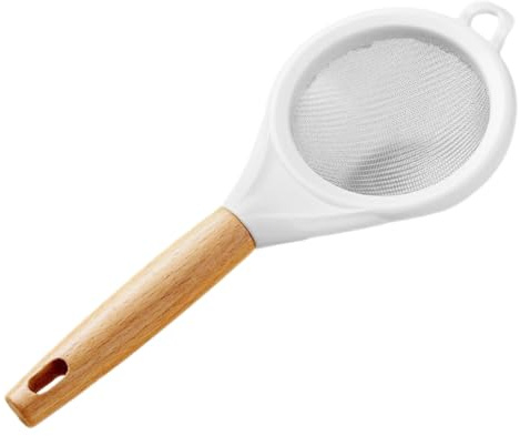 Alipis Colador de Harina con Malla Fina de Acero Inoxidable y Mango de Madera Filtro para Cocina y Hornear Multiusos para Repostería Colador Pequeño para Tamizar Ingredientes