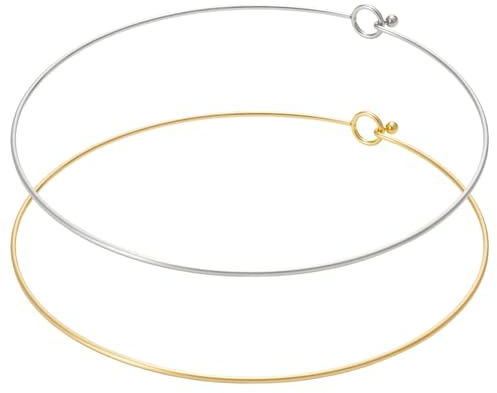 UNICRAFTALE 2 Colliers Serre Cou En Acier Inoxydable 2 Couleurs 14.5 cm Collier à Fil Ouvert Doré Ou Acier Métallique Pour Femme Collier Simple Pour Création De Bijoux DIY