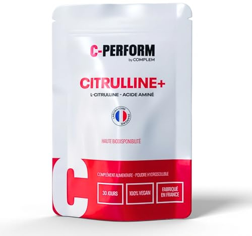 COMPLEM Citrulline+ – L-Citrulline Végétale – Congestion Musculaire, Entraînement Sportif – 4000 mg/Dose – Acide Aminé Précurseur de l’Arginine – Vegan – Fabriqué en France