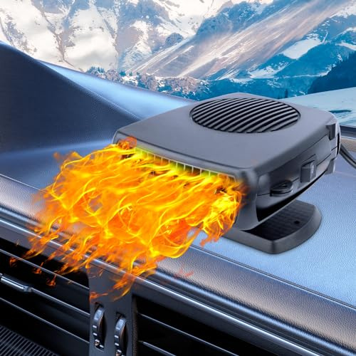 12V Car Heater,200W Portable Car Heater for Vehicle Car Windshield Heater Defrost Defogger Car Heater That Plugs Into Cigarette Lighter (Black)