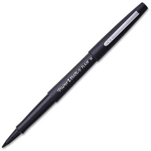 Paper Mate Liquid Flair Porous Point Pen, Black Barrel/Ink - Lot of 12