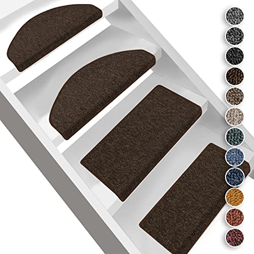 Juego de 15 esteras de alfombra para escalones, 11 colores a elegir, bordes fáciles de limpiar, revestimiento fuerte, riel angular estable