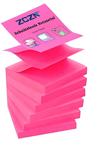 ZCZN Z-Notes, 6 blocchetti autoadesivi da 76 x 76 mm, 80 fogli per blocco – Note autoadesive da 480 fogli, Fucsia