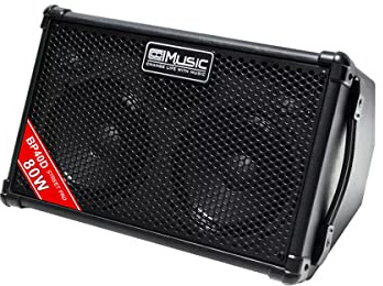 Coolmusic BP40D - Amplificador de guitarra acústica portátil con Bluetooth de 80 W con batería con efecto de retardo de coro de reverberación, 6 entradas, ecualizador de 3 bandas, color negro
