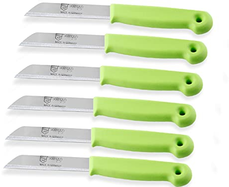 Universal Messer-Set aus Solingen Küchenmesser mit Extra Scharfer Schnittfläche für einen Präzisen Glatten Schnitt Edelstahl Rostfrei Schälmesser Obstmesser Gemüsemesser Grün (6, Lang)