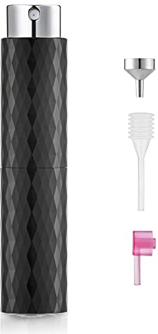 Toureal Aluminio 8ml Atomizador Perfume Recargable, Perfumador Dispensador de Viaje, Spray Pulverizador Pequeño para Colonia (Negro)
