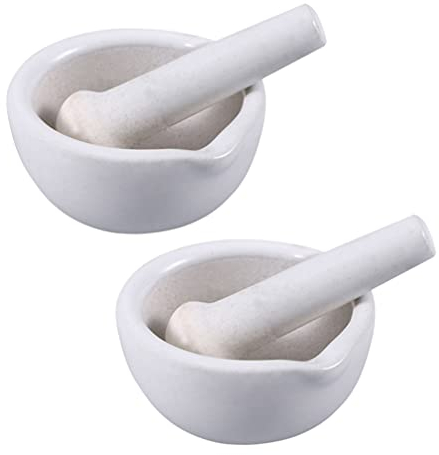 2 set di mortaio e pestello Kit Specie di erbe Ciotole di macinazione Aglio Medicina Masher Pesto per Casa Cucina Ristorante Forniture