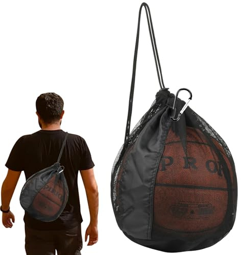 Cosmos Basketball Bag Basketball Backpack - Single Ball Mesh Storage Crossbody Sling Sackpack for Volleyball Soccer Rugby Football Equipment, Sport Bag Organizer for Gym Pool Beach & Travel Essentials