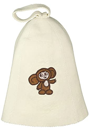 compar bastuhatt med broderi Tscheburaschka av filt (filtmössa, bastumössa) Cheburashka husbil, blå