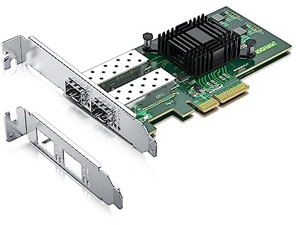 10Gtek 100/1000Mbps Gigabit Ethernet Network Card, Dual SFP Ports | with Intel I350 Chip, PCIe2.0, X4, Compatible with Intel I350-F2, Support Windows Server/Freebsd/VMware ect., I350-GE-2S-X4