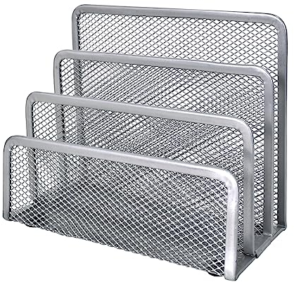 Briefständer Metalldraht mit 3 Fächern, Schreibtisch Organizer, Briefhalter aus Drahtgeflecht, Katalogsammler, Zeitschriftenständer Buchständer, für Arbeitzimmer Büro Wohnzimmer Arbeitsplatz, Silber