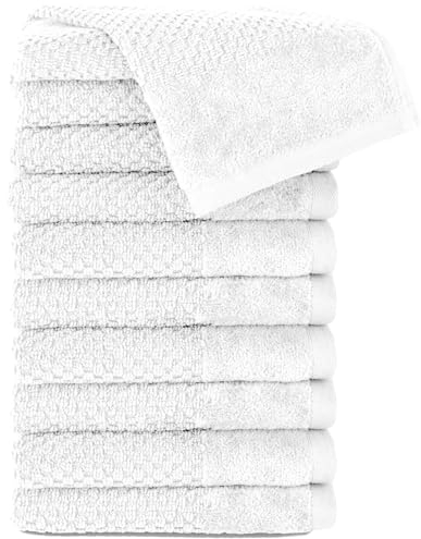 Pure Label 10-TLG. Gästehandtücher 30x50 cm mit Aufhängeschlaufe aus 100% Baumwolle, saugstark, weich und Oeko-TEX Zertifiziert - 10 Gästehandtücher Weiß, 30x50 cm