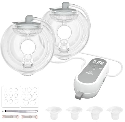 Saglve Wearable Breast Pump ABP-1308 | SPA-Level Comfort 3 Modes & 9 Levels Wearable Breastfeeding Pump, Low-Noise Electric Breast Pump Portable for Office & Home Use (27mm Shield, 21/24mm Flange)