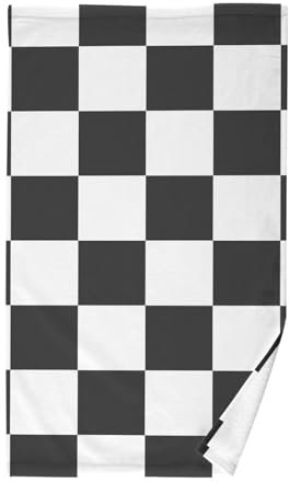 linqin Kleine Baumwollhandtücher, weiß, schwarz, kariert, Handtücher für Badezimmer, Workout, Gäste, Badetücher, Spa-Handtücher, 40,6 x 71,1 cm