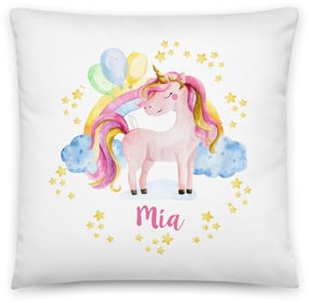 Kembilove Cojines Infantiles – Cojin Personalizado con Nombre – Regalos cumpleaños niños Colegio – Guarderia Regalos – Almohada niños 40X40 CM - Unicornio