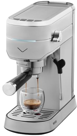 Vestel Macchina da caffè manuale SESM5040 X, 15 bar, macchina espresso in acciaio inox con frusta per latte, serbatoio acqua da 1,2 l, colore: Argento
