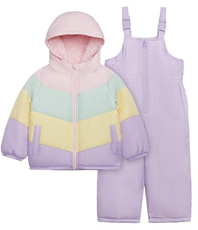 Carter's Girls' Toddler Heavyweight 2-Piece Snowsuit Set – Water Resistant Ski Jacket & Snow Bib, Rainbow, 12 Months