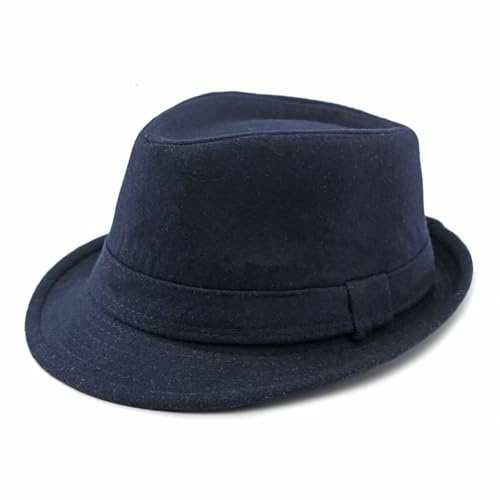 Plancholo Trilby Sombrero de fieltro de lana Fedora para hombre y mujer, sombrero de Panamá, sombrero de invierno, azul, Talla única
