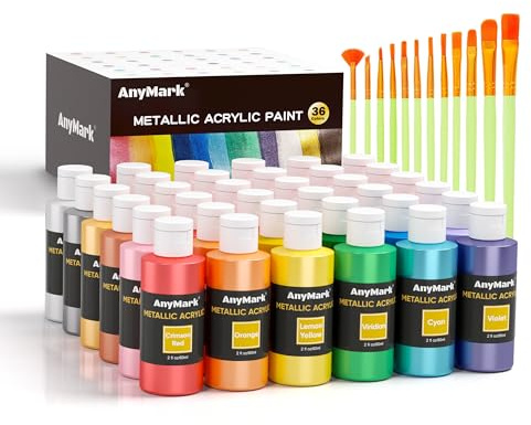 AnyMark Vernice Acrilica Metallizzate, Set di 36 Colori Glitterati
