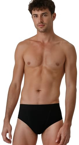ALPIN LOACKER Boxer da Uomo, in Lana Merino, Biancheria Intima Sportiva, ad Asciugatura Rapida e Traspirante in Lana Merino, Slip Nero, L