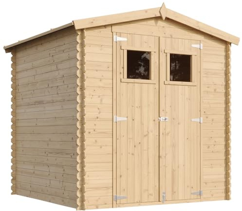 TIMBELA M343 Casetta da Giardino in Legno per Esterni - L216xL206xA218 cm/ 3.53 m2 - Piccola Casetta in Legno, Rimessa Attrezzi, Deposito Bici