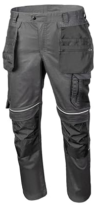 Högert Technik HASSO Pantalones de Trabajo, Pantalones de Seguridad, elásticos, Reforzados, Gris Oscuro, Resistentes, Bolsillos para Herramientas, Rodilleras, Pantalones de construcción,