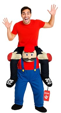 Morph Red Plumber Piggyback Costume, Piggyback Costumes Adults, Halloween Costumes Men