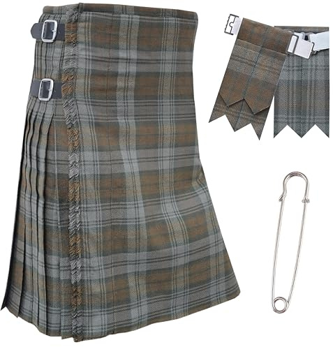Kilts for Men – Traditional Scottish Tartan 5 Yards 16oz Premium Acrylic Wool, Handmade tartan kilts with 3 Leather Strap - Include Kilt Flashes and Kilt Pin